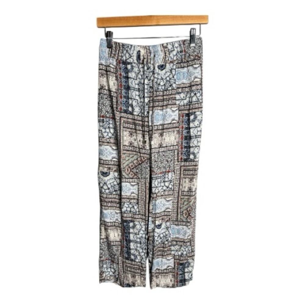 Artisan NY Blue Gray Patchwork Print Drawstring Pants Small